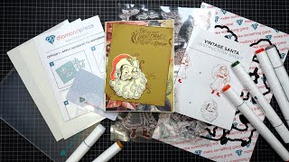 Diamond Press Vintage Santa Stamps and Dies Set Review Tutorial HSN 750 Craft Cart Has Begun [upl. by Adnole]