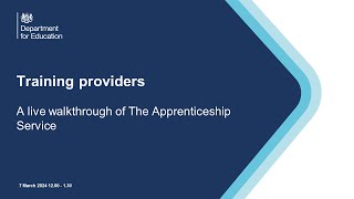 Training providers A live walkthrough of The Apprenticeship Service [upl. by Roscoe105]