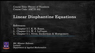 Linear Diophantine Equations [upl. by Talley]