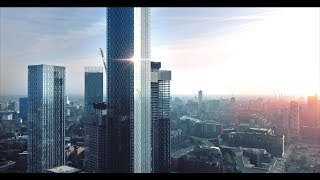 MANCHESTER Drone Footage DEANSGATE SQUARE Skyscrapers Manchester Skyline Mavic 2 Pro UK Skyscrapers [upl. by Moonier]