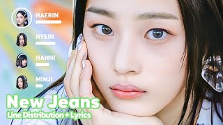 NewJeans  New Jeans Line Distribution  Lyrics Karaoke PATREON REQUESTED [upl. by Broeder]