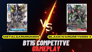 Digimon TCG  BT15 Competitive GameplayCommentary  BlackWarGreymon X VS MetalGarurumon [upl. by Jany]