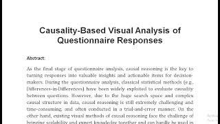 Causality Based Visual Analysis of Questionnaire Responses [upl. by Indyc]