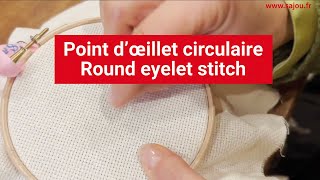 Variante du point de croix point doeillet circulaire  Cross stitch variant eyelet round stitch [upl. by Enineg]