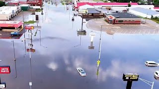 Iowa spencer Battered by flooding  Aerial video [upl. by Alaecim]