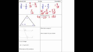 Corbettmaths 5aday Foundation  January 2 [upl. by Nyladnek399]