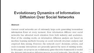 Evolutionary Dynamics of Information Diffusion Over Social Networks [upl. by Amadeus90]