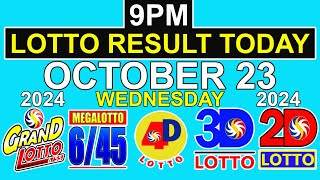 9pm Draw Lotto Result Today October 23 2024 PCSO [upl. by Zullo]