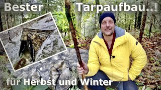 Tarp Setup für Herbst und Winter 👍 Freistehendes 3 x 3 Setup Tarp Tipi [upl. by Mackie]