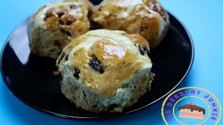 EASTER HOT CROSS BUNS RECIPE  MsDessertJunkie [upl. by Eidna950]