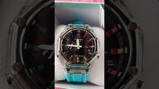 Casio GShock GA2100 RGB Watch  Casioak Mod Crystal Clear Case Blue Rainbow 😱😱👍 shortvideo [upl. by Gnaig]