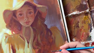 Paint with me  relaxing acryla gouache painting process [upl. by Jeuz433]