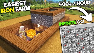 Minecraft 120 EASIEST IRON Farm Tutorial  400 Per Hour [upl. by Mclyman]