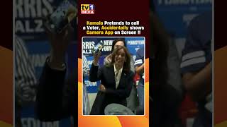 Kamala Pretends to Call a Voter Accidentally Shows Camera App [upl. by Ennael]