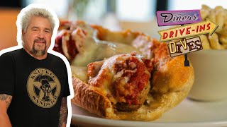 Guy Fieri Eats a Gigantic Meatball Sub in Alaska  Diners DriveIns and Dives  Food Network [upl. by Lloyd241]