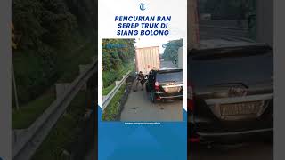 Terekam Detikdetik Pencurian Ban Serep Truk di Tol Tangerang Bawa Avanza Hitam [upl. by Flossy]