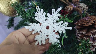 Fácil 🙌COPOS DE NIEVE TEJIDOS A CROCHET🎄☃️ ADORNO DE NAVIDAD  FÁCIL Y RÁPIDO 3 [upl. by Sivet]