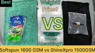 Softspun 1600 GSM vs ShineXpro 1500 GSM  Best Microfiber Cloth for Car Drying Edgeless Soft cheap [upl. by Yar]