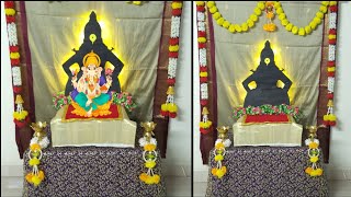 Zero budget Ganesh Chaturthi Backdrop Decoration at home Ganpati Backdrop Decoration at home [upl. by Fernando317]