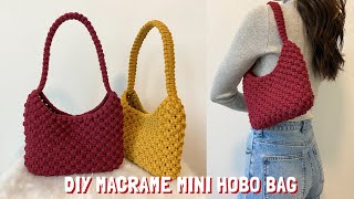 DIY  Macrame mini hobo bag tutorial  Bolsa de macrame  마크라메 가방 [upl. by Yorker338]