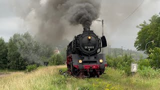 Spektakel mit einem Holzzug in Thüringen 50 3616 amp 107 018 Protestaktion [upl. by Johann]