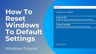 How To Factory Reset Windows 10 [upl. by Socram]