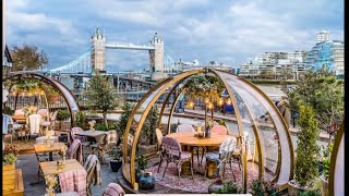 2022london Coppa Club Tower Bridge restaurant dine riverside igloos roasted halibut伦敦塔桥餐厅河畔冰屋用餐吃烤比目鱼 [upl. by Sheena]