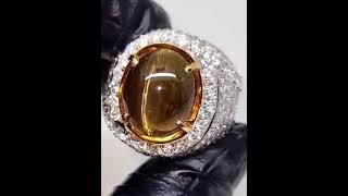 Cat Eye Chrysoberyl 12crt NH SRILANKA Ring Gold Diamond [upl. by Akenit]