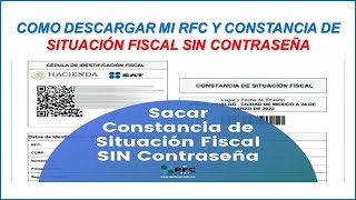 COMO DESCARGAR MI RFC Y CONSTANCIA DE SITUACIÓN FISCAL SIN CONTRASEÑA 2024 [upl. by Rolan]