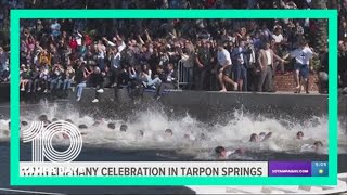 Tarpon Springs teen wins cross dive in 117th Epiphany celebration [upl. by Adan342]