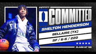 WATCH 5star SF Shelton Henderson commits to Duke  No 15 overall prospect [upl. by Aiekam]