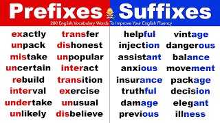 Prefixes and Suffixes 200 English Vocabulary Words To Improve Your English Fluency [upl. by Onitsirc]