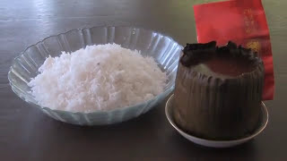 Sweet Glutinous Rice Cake with Grated Coconut  Steamed Nian Gao Recipe  No frying [upl. by Nekial]