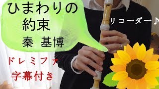 ひまわりの約束・秦基博【リコーダーで吹いてみた】ドレミファ字幕付き [upl. by Ellicul]