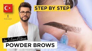 Powder Brows training  Step by Step  Permanent Make up course  Powder Brows Certification [upl. by Gasser]