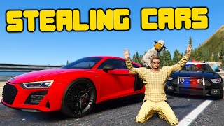 Corrupt Cop Steals Expensive Cars In GTA5 RP [upl. by Neelav]