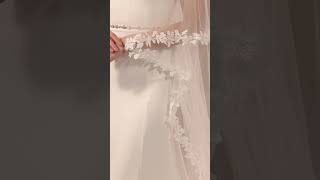 Bianco Evento Ivory Two Tier Lace Edge Chapel Length Veil S455 [upl. by Oric]