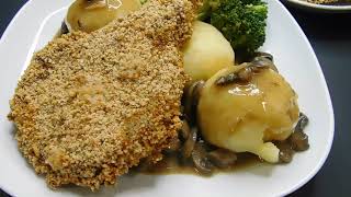 Kartoffelklösse German potato dumplings mushroom gravy broccoli amp panko pork cops cooking dinner [upl. by Leahcimdivad690]