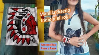 Como hacer manilla indio piel roja en mostacillas parte 1 paso a paso Aniara Sanarte [upl. by Roxane]