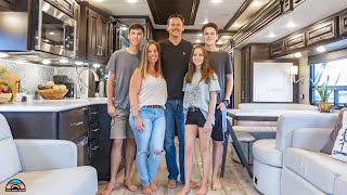 Family of 5 Downsized to a Spacious Class A Motorhome w 2 Bathrooms [upl. by Lobel502]