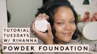 TUTORIAL TUESDAY WITH RIHANNA SOFT MATTE POWDER FOUNDATION  FENTY BEAUTY [upl. by Noret]