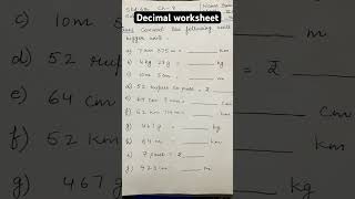 Class6 DECIMALS WORKSHEETmaths education motivation [upl. by Chris]