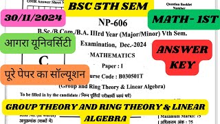 bsc 5th sem math 1st  answer key  30 November 2024  question paper solution  Agra university [upl. by Llehcear]