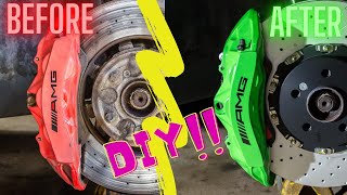 How to properly paint your brake calipers at home Refinishing my AMG Brembo C63 calipers [upl. by Ahker473]