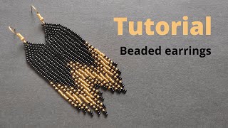 Seed bead earrings making brick stitch and bead fringes earrings tutorial [upl. by Innavoij896]