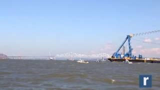 Huge crane arrives at Tappan Zee project [upl. by Itsirhc]