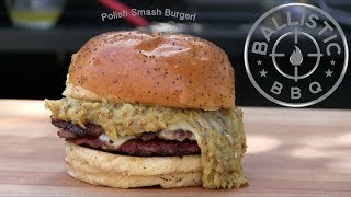 Polish Smash Burger Recipe  Kielbasa Burger [upl. by Ximena783]