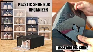 Unboxing Hard Plastic Shoe OrganizerBox Storage  Assembling Tutorial [upl. by Nyrac]