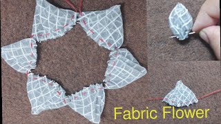 Waste Cloth Craft Tutorial  Flower Making with Waste Fabric  Scratch Fabric Flower [upl. by Haleelahk]