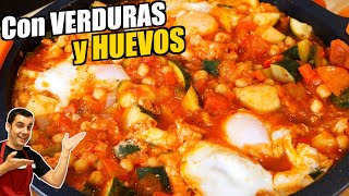 🍳Prepara una comida saludable con nuestra receta de huevos con garbanzos y verduras 🍅🥕 [upl. by Mikeb]